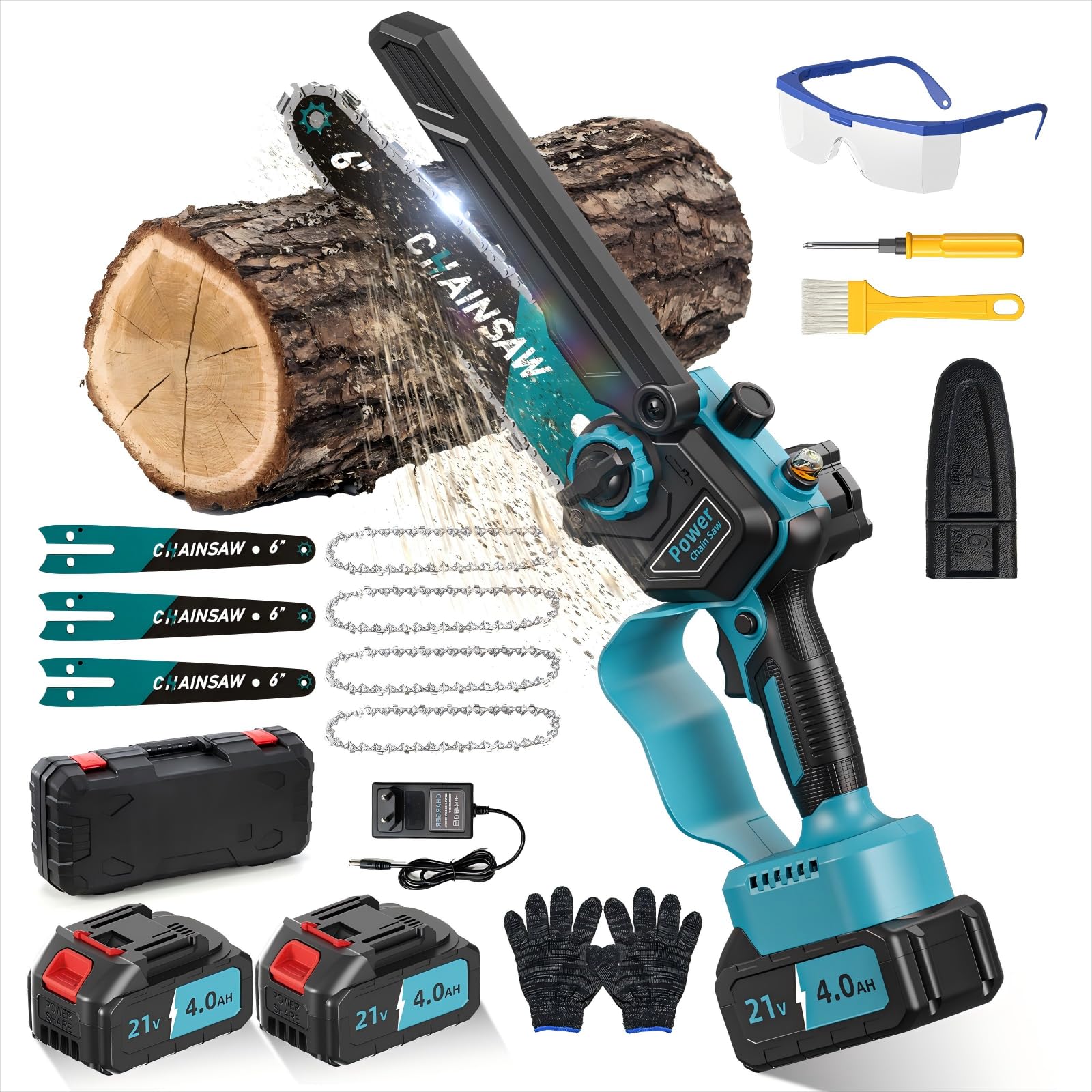 Tronconneuse électrique Makita 8000mAh 1000W 6 Pouces, Elagueuse Batterie avec Graisseur Automatique pour Jardin